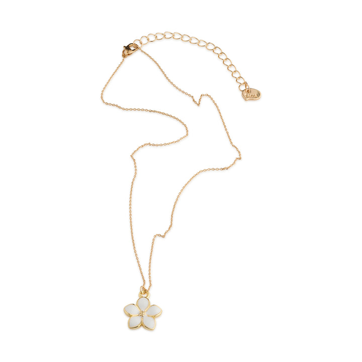 Gene - Valkoinen emalinen kukka roikkuva kaulakoru