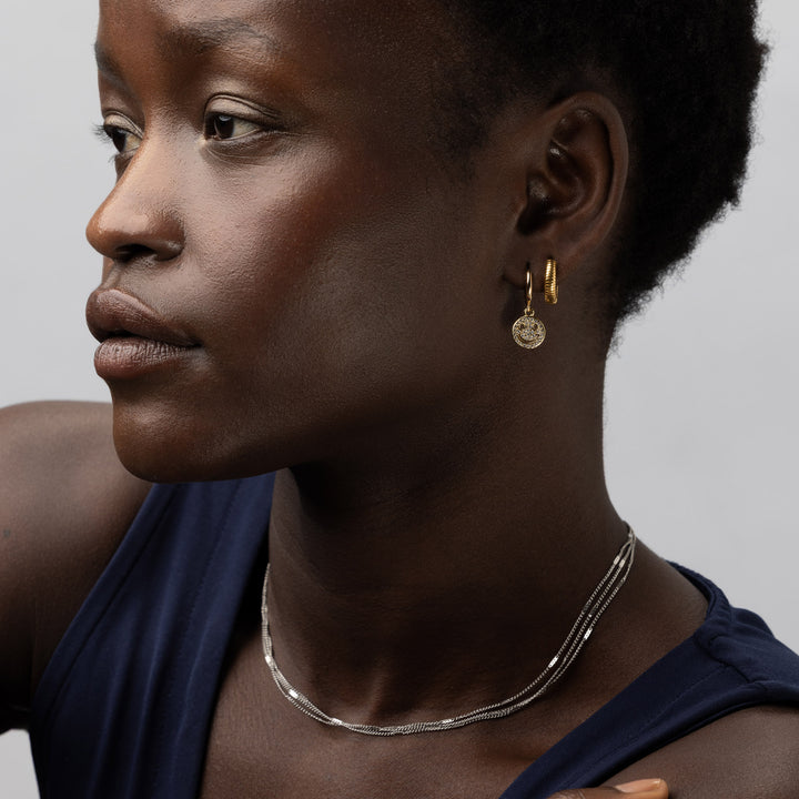 Vivia - Ribbade Hoops Örhängen Rostfritt Stål