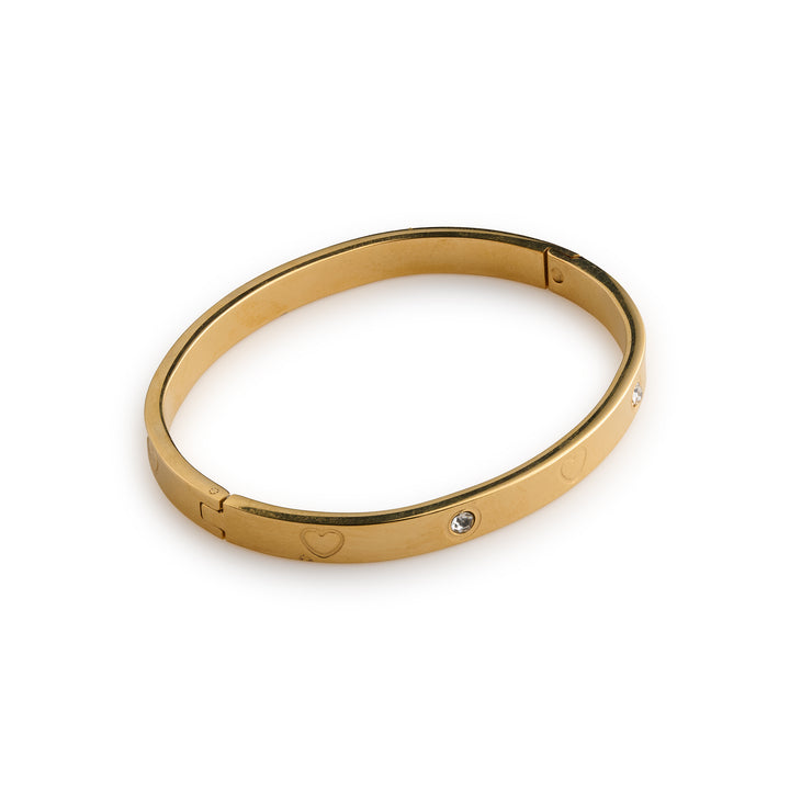 Gia - Crystal Heart Bangle Bracelet Stainless Steel