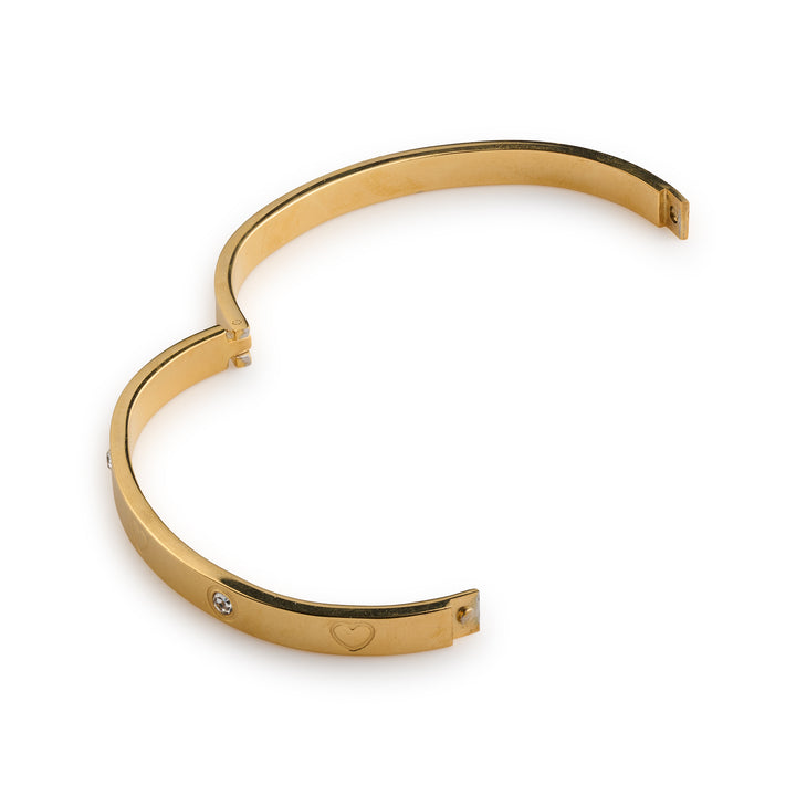 Gia - Crystal Heart Bangle Bracelet Stainless Steel