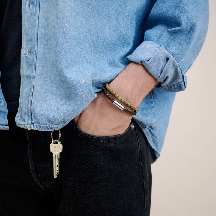 Oliver - Läderarmband Rostfritt Stål