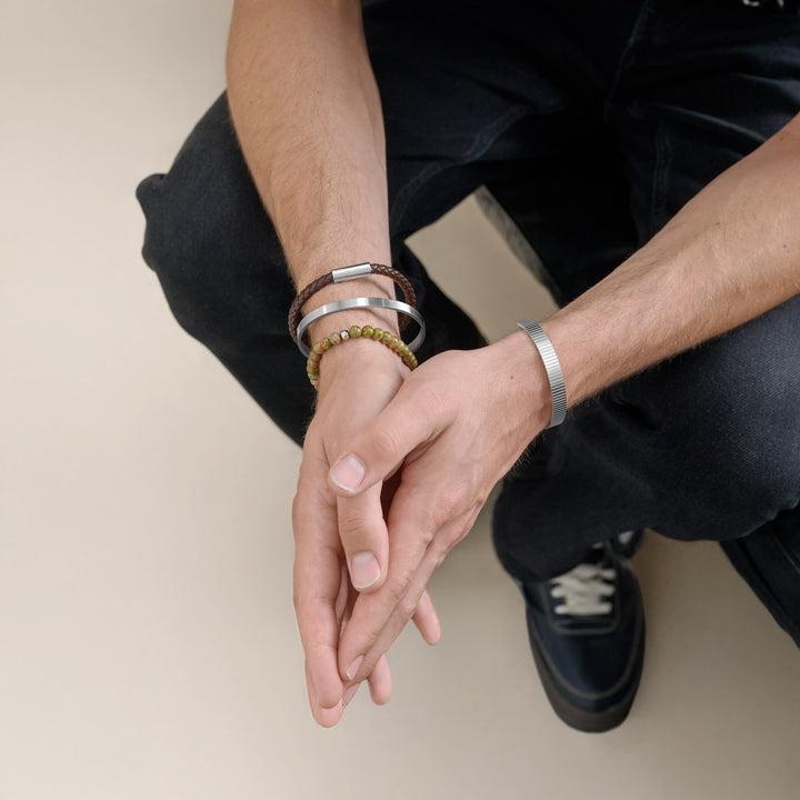 Oliver - Läderarmband Rostfritt Stål