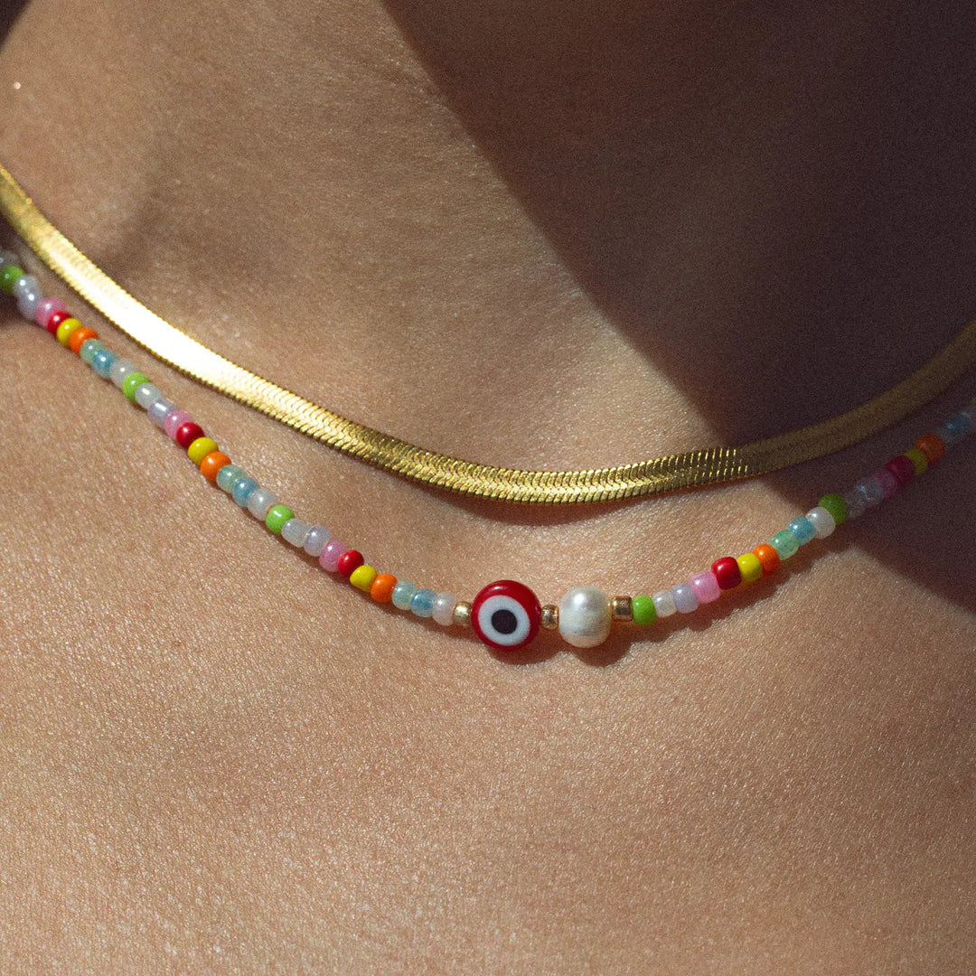 Suzy - Evil Eye Colourful Bead Necklace Timi of Sweden