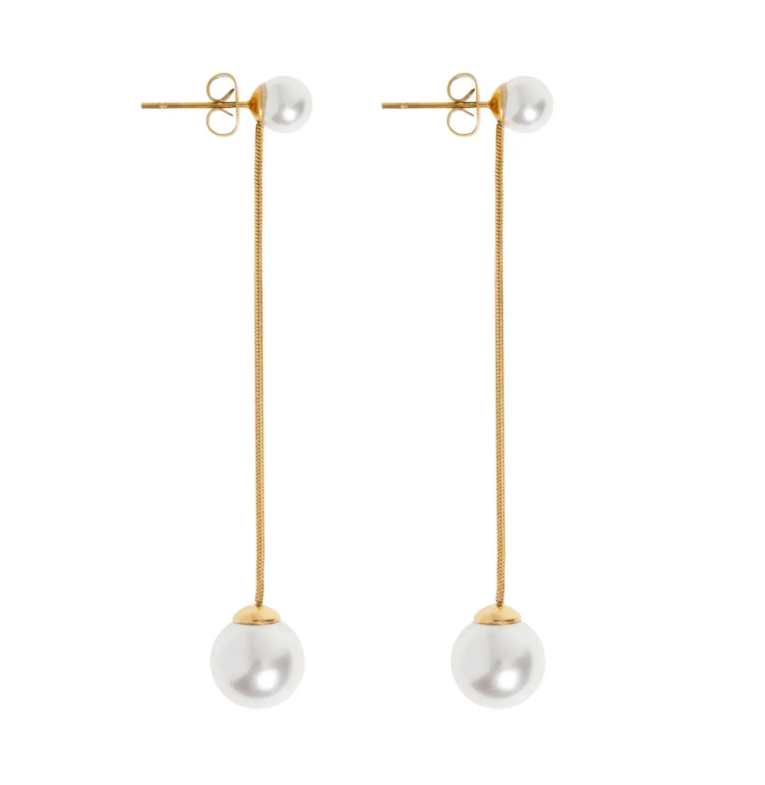 Estelle - Pearl Chain Earrings Stainless Steel