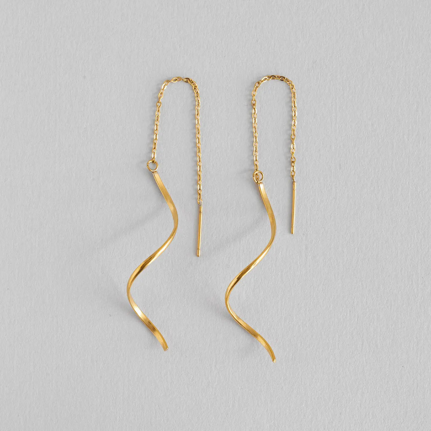 Tina - Swirly Shape Chain Earrings Stainless Steel