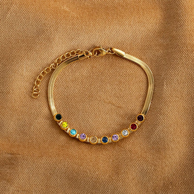 Saga - Monivärinen Crystal Snake Chain Rannekoru ruostumatonta terästä
