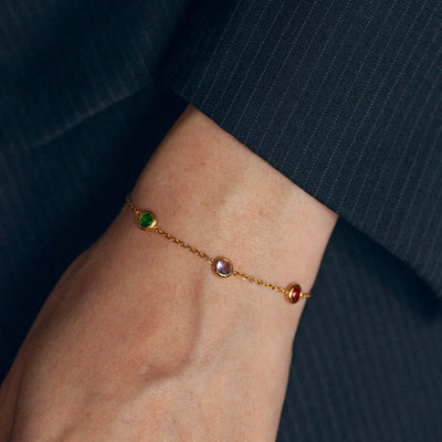Michelle - Monivärinen Crystal Chain Rannekoru ruostumatonta terästä