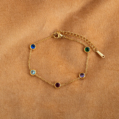Michelle - Monivärinen Crystal Chain Rannekoru ruostumatonta terästä