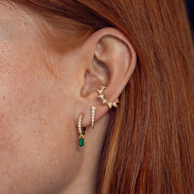 Arya - Green Crystal Hoop -korvakorut