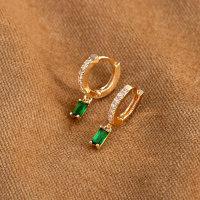 Arya - Green Crystal Hoop -korvakorut