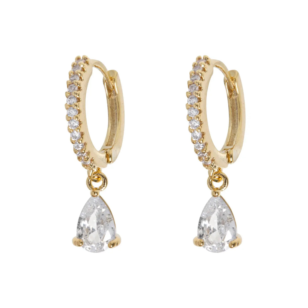 Eliza - Droplet Crystal Hoop Earrings