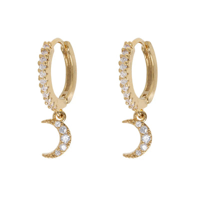 Eliza - Moon Crystal Hoop Earrings