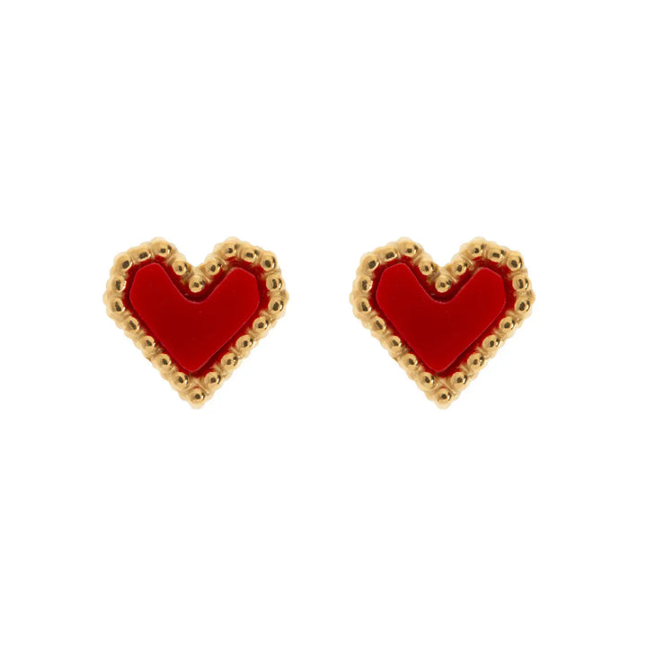 Sarah - Red Heart Stud Earring Stainless Steel