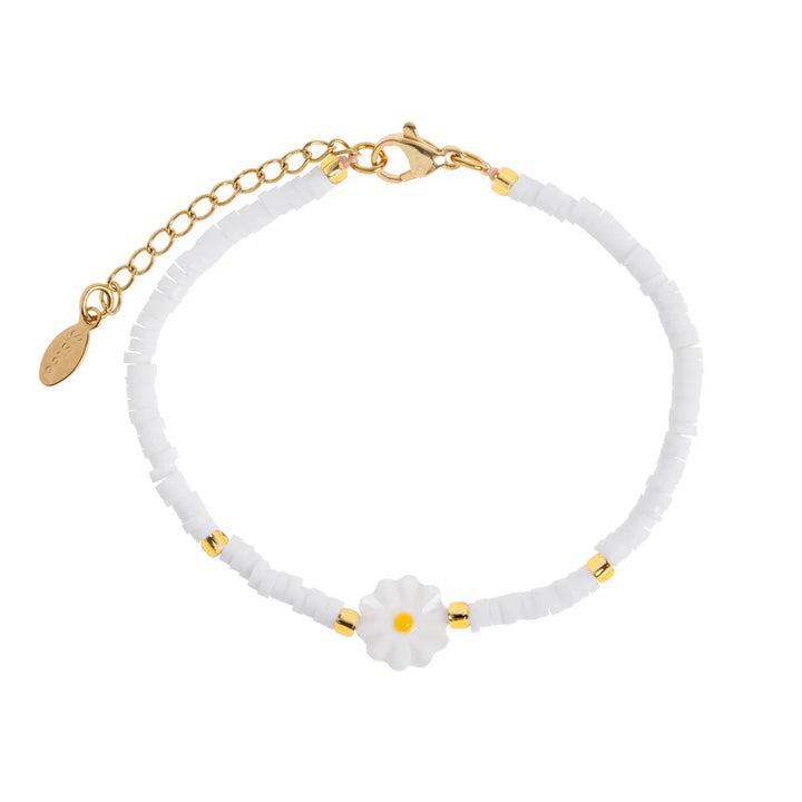 Rita - Daisy White Bead Bracelet