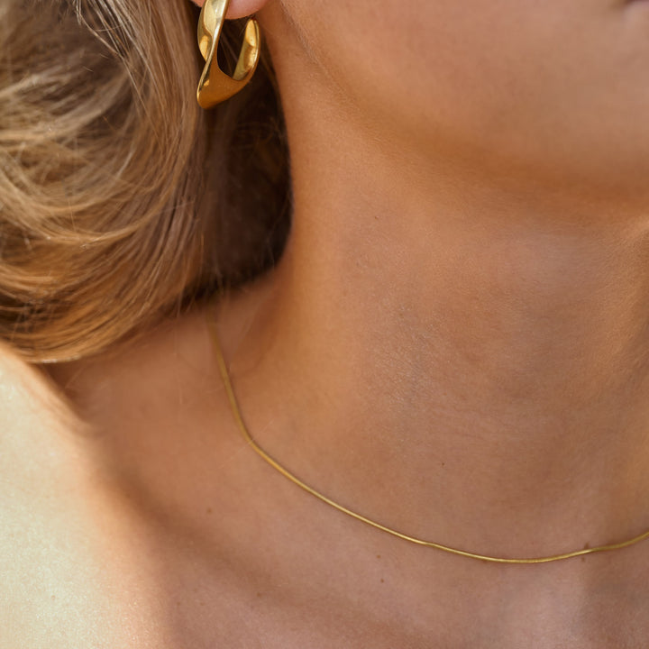 Onyx - Slim Snake Chain Halsband Rostfritt stål