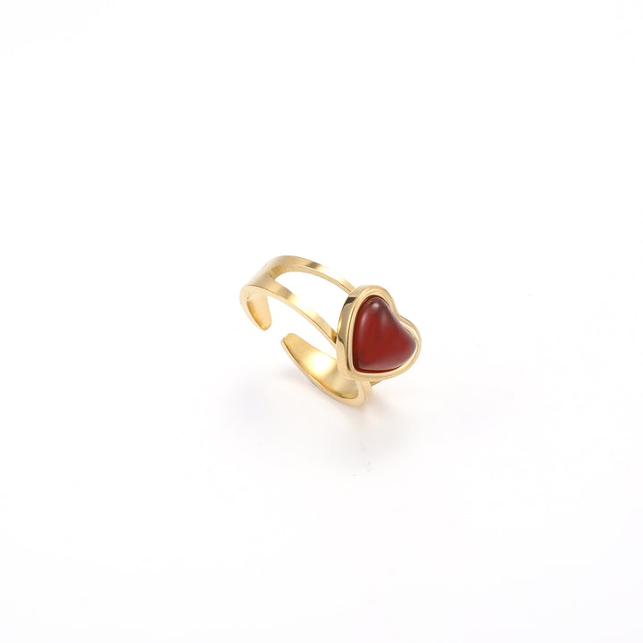 Sonja - Jelly Heart Ring Justerbar Rostfritt Stål