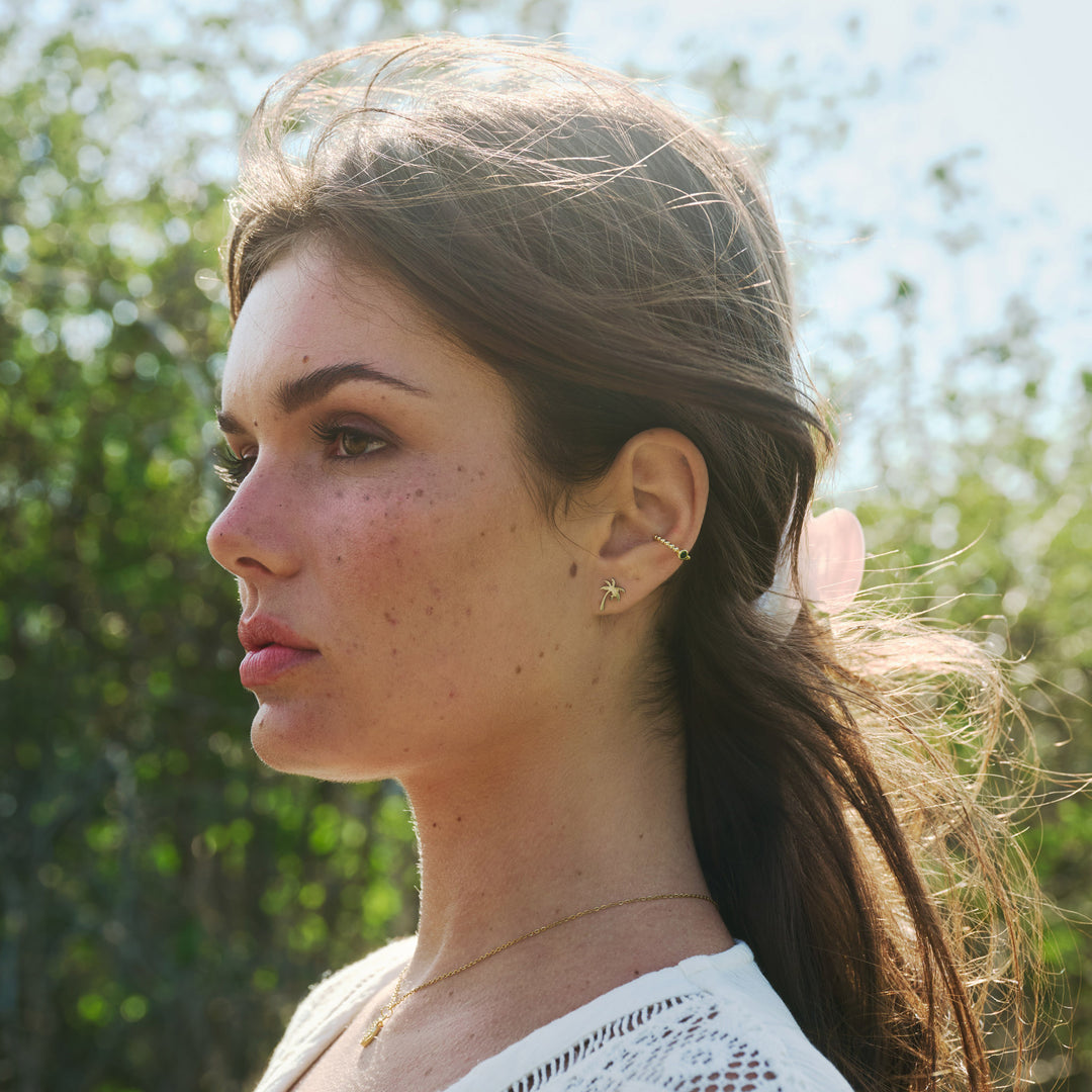 Arya - Bubblig Ear Cuff Grön Kristall