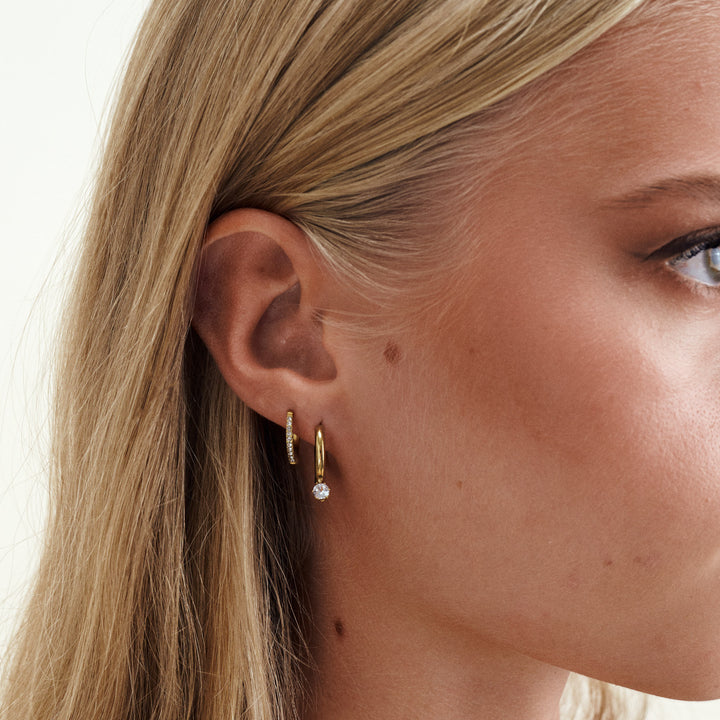 Nilea - Hoops Örhängen Kristall Rostfritt Stål