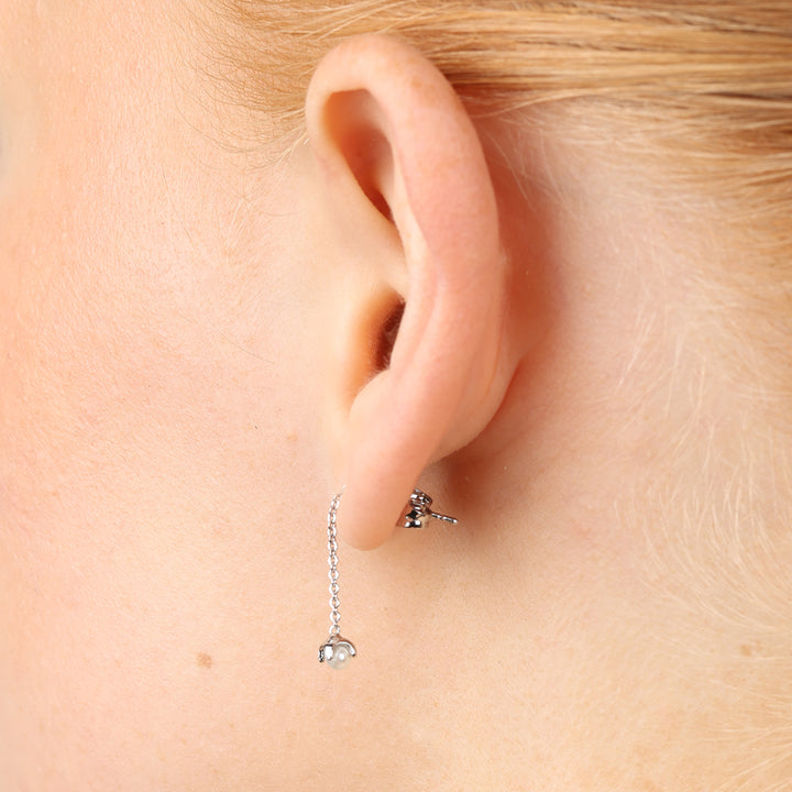 Jill - Kedjeörhängen Pärla Rostfritt Stål