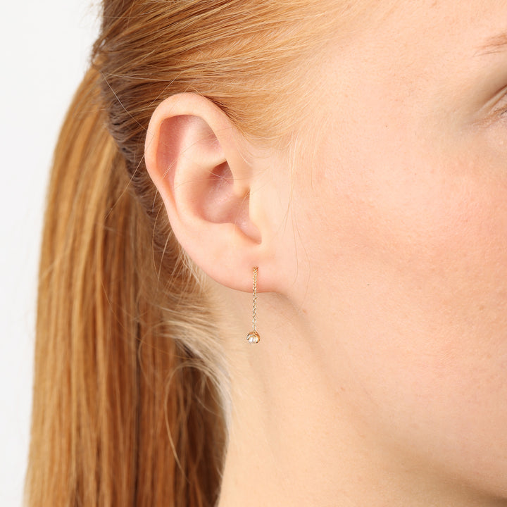 Jill - Kedjeörhängen Pärla Rostfritt Stål