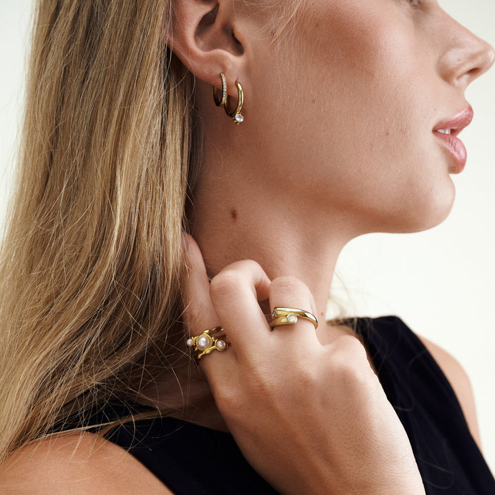 Oline - Hoops Örhängen Kristall Rostfritt Stål