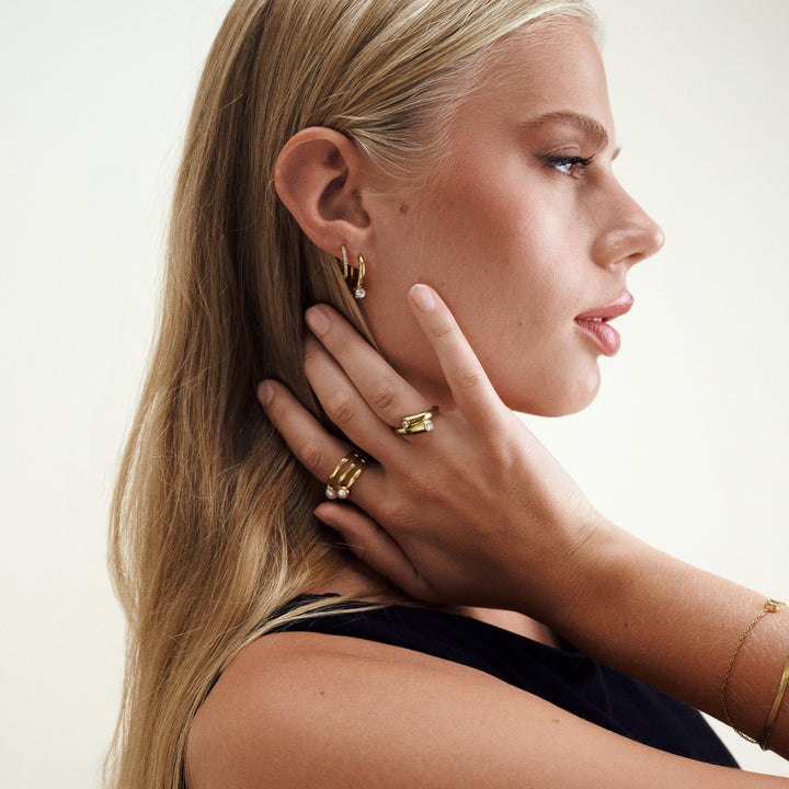 Oline - Hoops Örhängen Kristall Rostfritt Stål