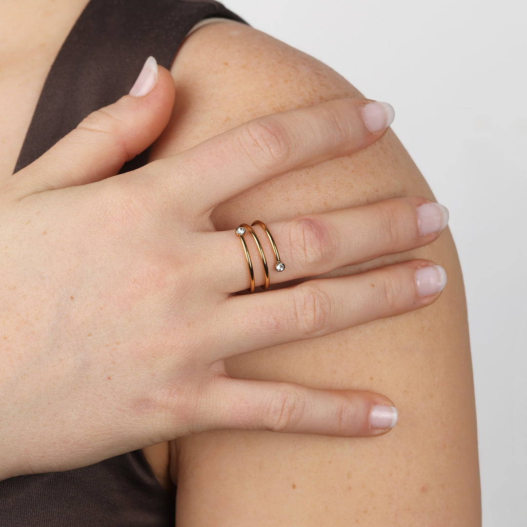 Lykke - Kristallikierre Sormus Ruostumaton Teräs