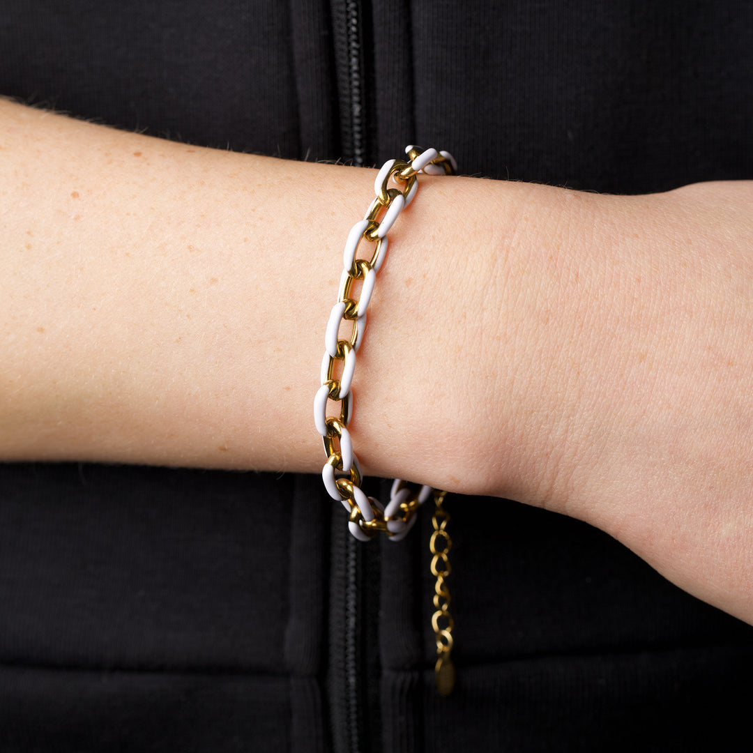 Ines - Värikäs linkkirannekoru ruostumattomasta teräksestä