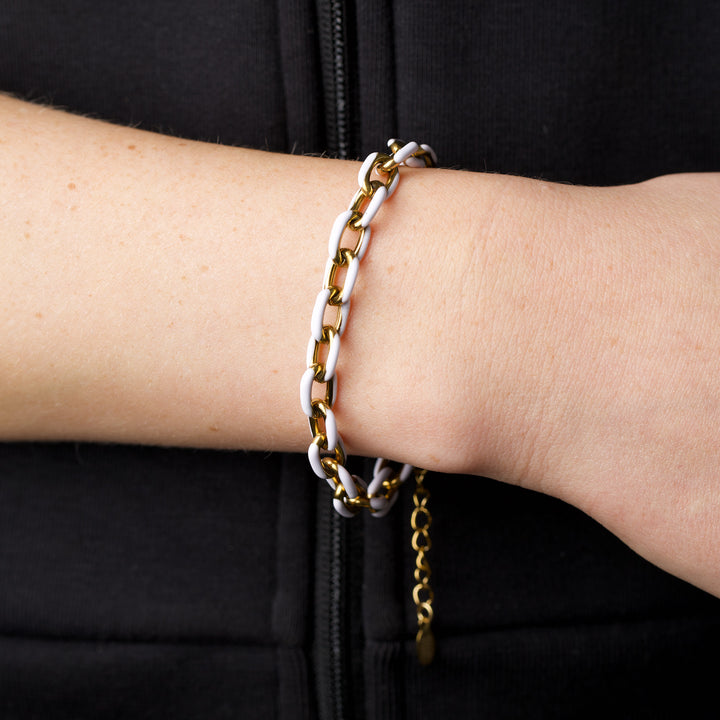 Ines - Värikäs linkkirannekoru ruostumattomasta teräksestä