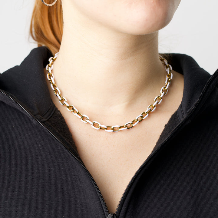 Ines - Värikäs Linkkikaulakoru Ruostumattomasta Teräksestä