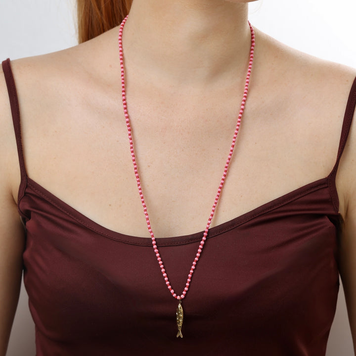 Ara - Fish Bead Necklace Stainless Steel