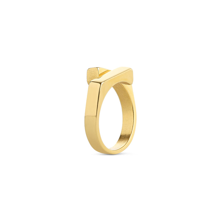Brita – arkitektonisk ring i rostfritt stål, guld | Timi of Sweden
