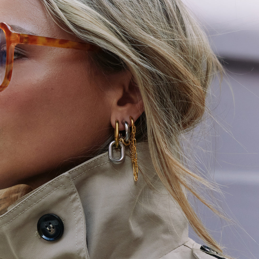 Li – Mixed Metal Hoops Örhängen Rostfritt Stål