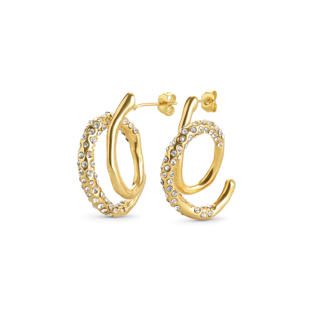 Marisol – spiral crystal earrings, gold | Timi of Sweden
