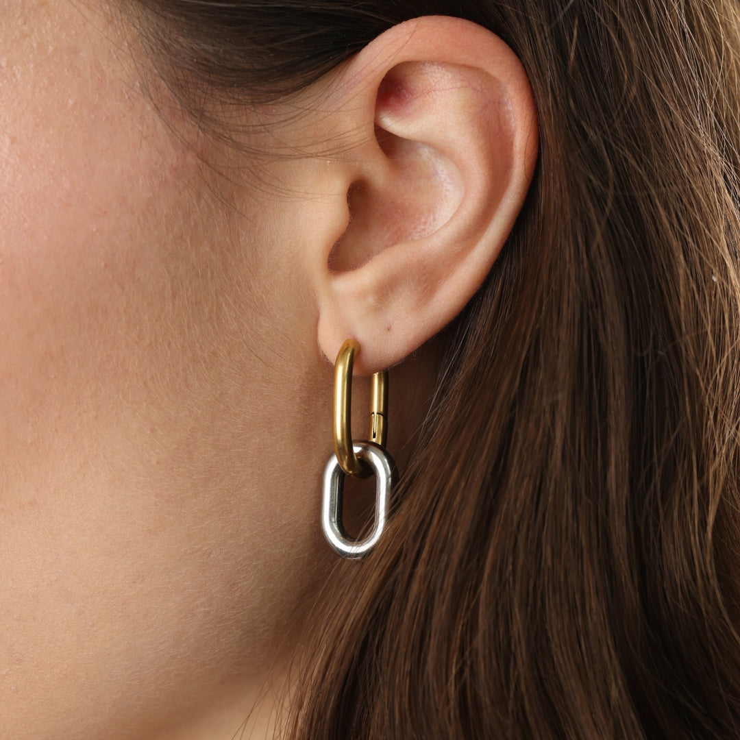 Li – Mixed Metal Hoops Örhängen Rostfritt Stål
