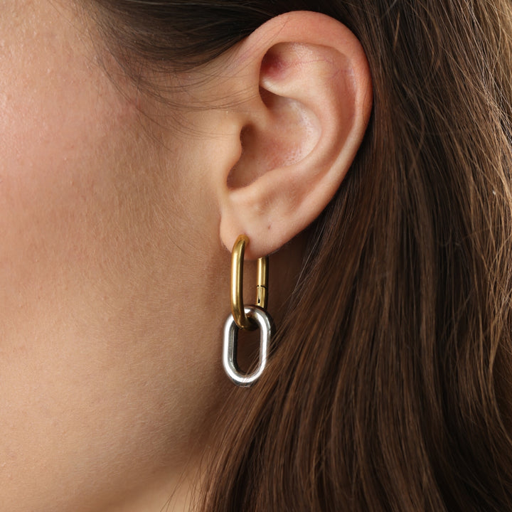 Li – Mixed Metal Hoops Örhängen Rostfritt Stål