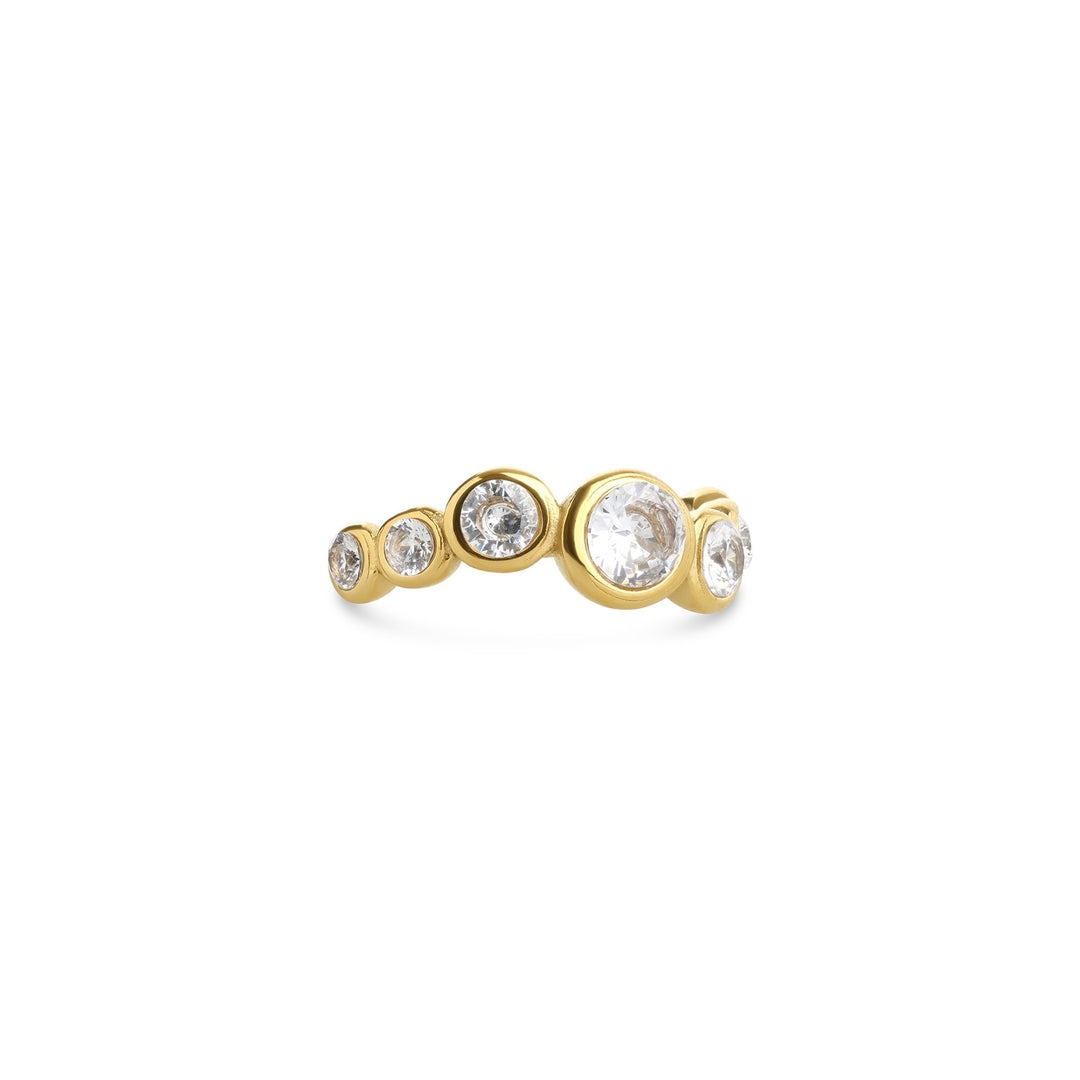Noell – crystal ring in stainless steel, gold | Timi of Sweden