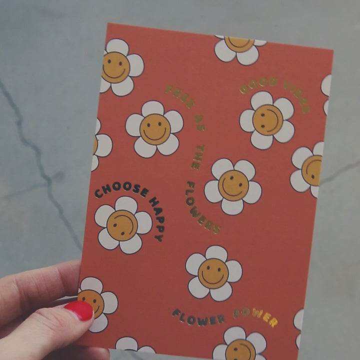 Flower Power Retro -postikortti