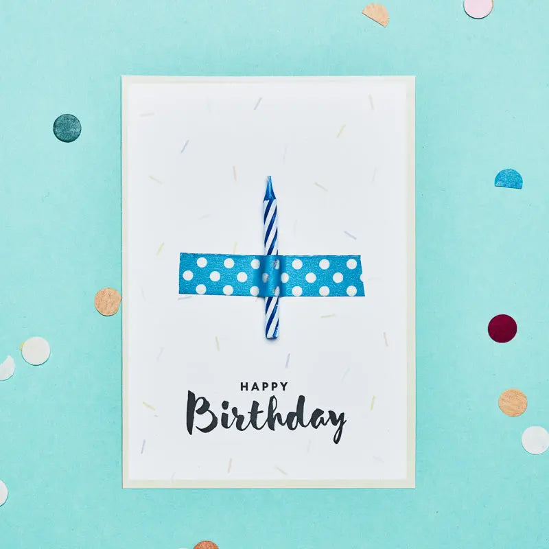 Birthday Candle Postcard Blue