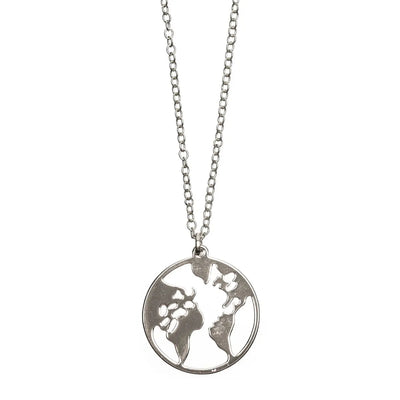 Long Necklace with Earth Pendant Silver