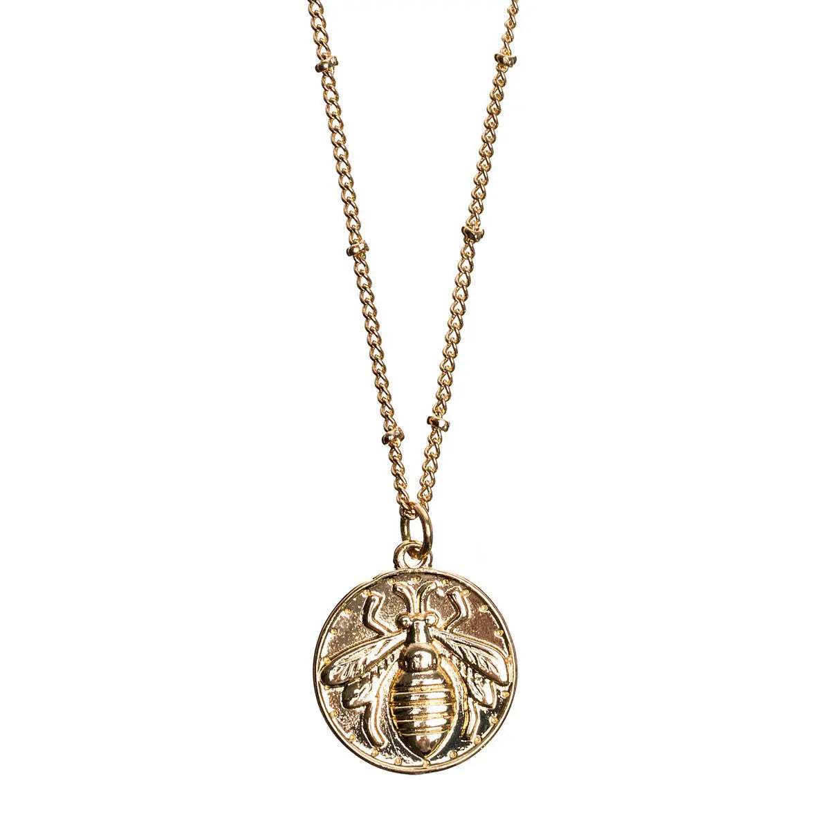 Long Necklace Large Bee Plate Gold