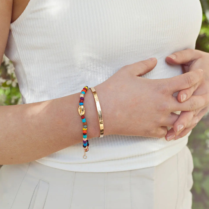 Cowrie shell and beads bracelet Gold