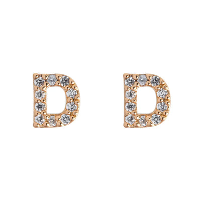 Petite chrystal letter stud earring D