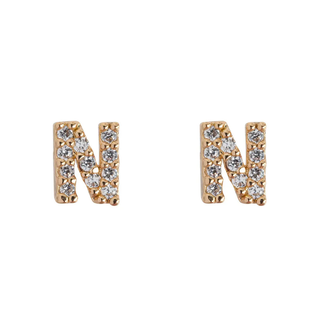 Petite chrystal letter stud earring N