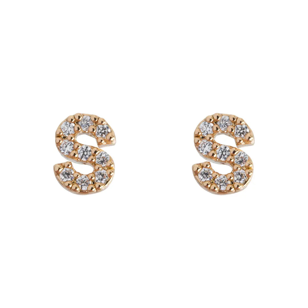 Petite chrystal letter stud earring S