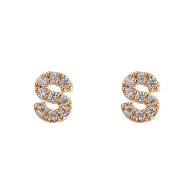 Petite chrystal letter stud earring S