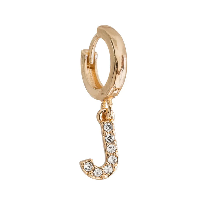 Crystal letter hoop J