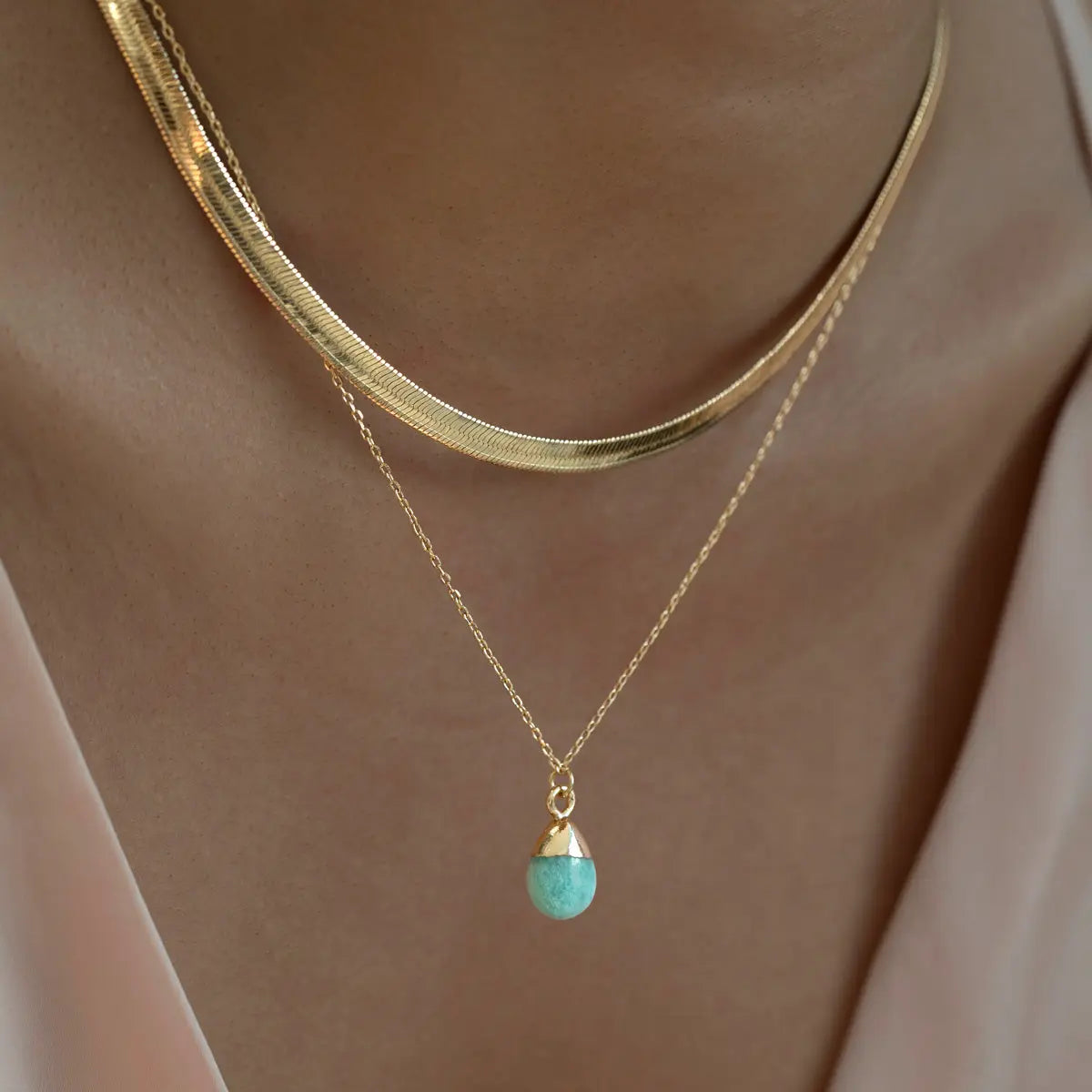 Gold Dipped Amazonite Necklace