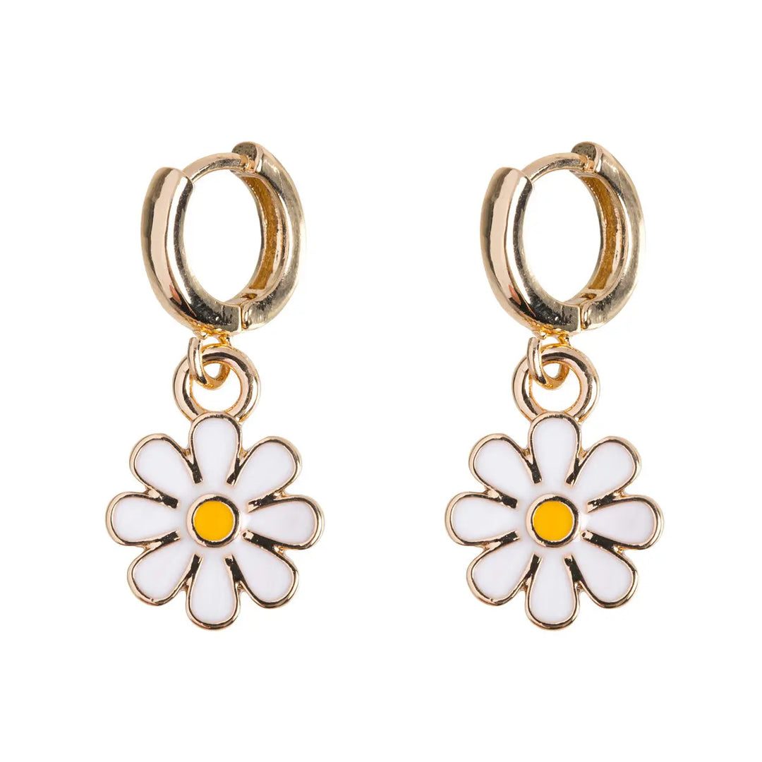 Enamel Daisy Hoop Earring