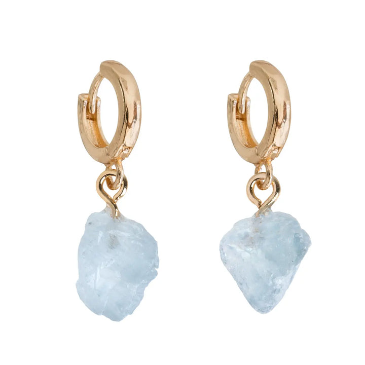 Aquamarine Semi-Precious Hoop Earring